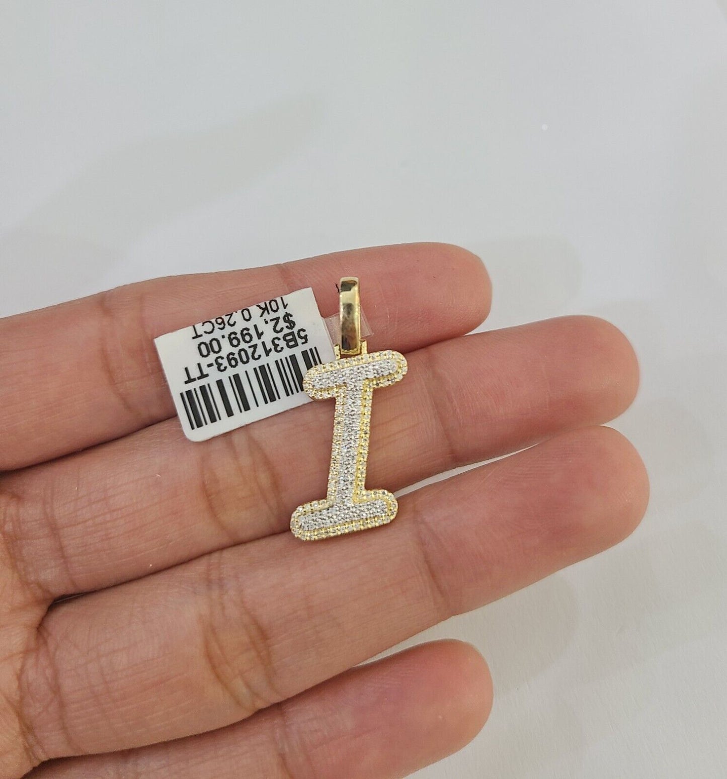10k Real Yellow Gold Genuine Diamond Initial A - Z Alphabet Charm Pendent - Reva Jeweler