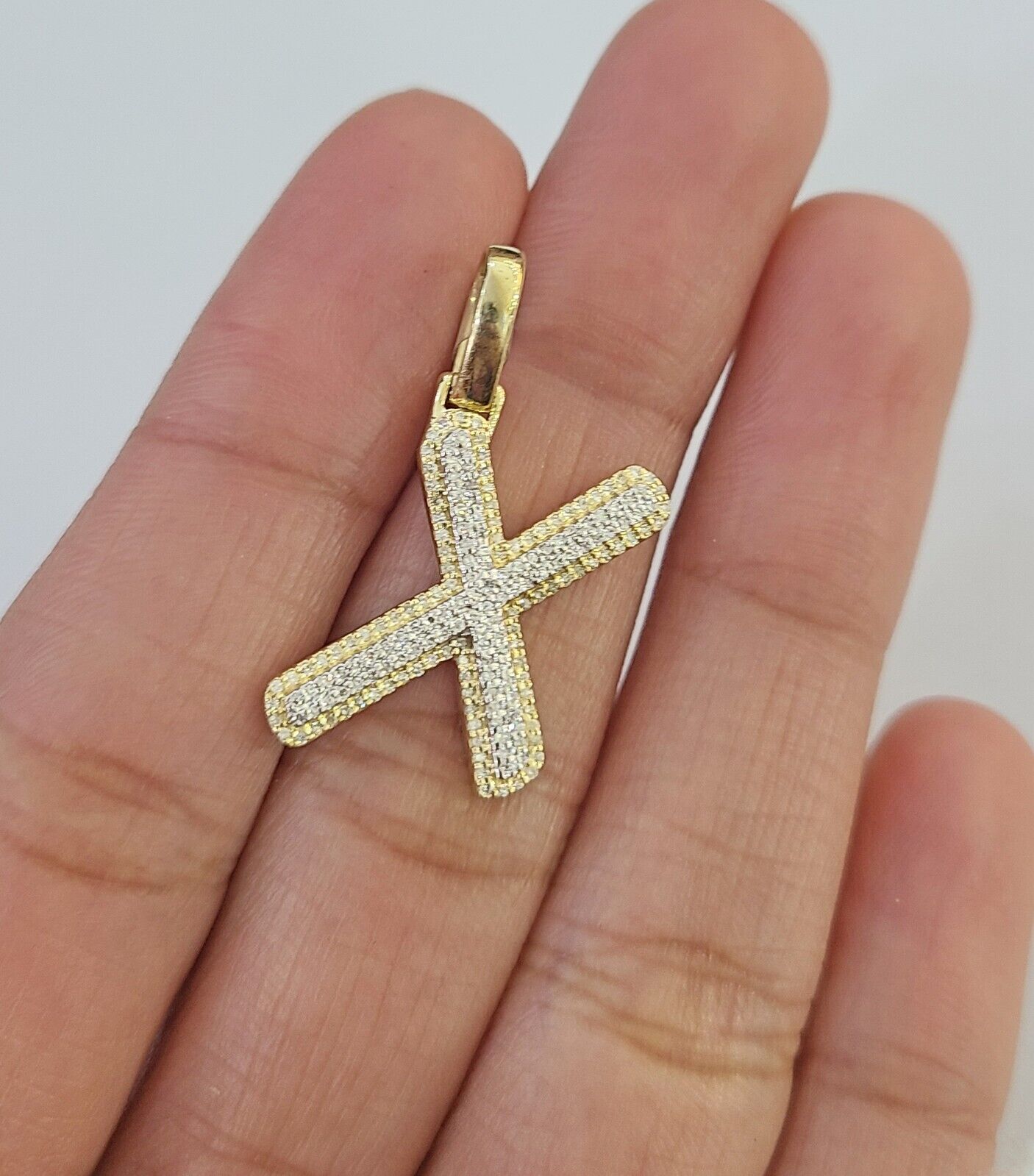 10k Real Yellow Gold Genuine Diamond Initial A - Z Alphabet Charm Pendent - Reva Jeweler