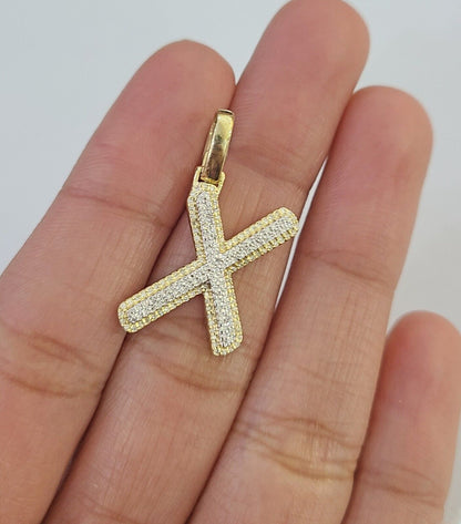 10k Real Yellow Gold Genuine Diamond Initial A - Z Alphabet Charm Pendent - Reva Jeweler