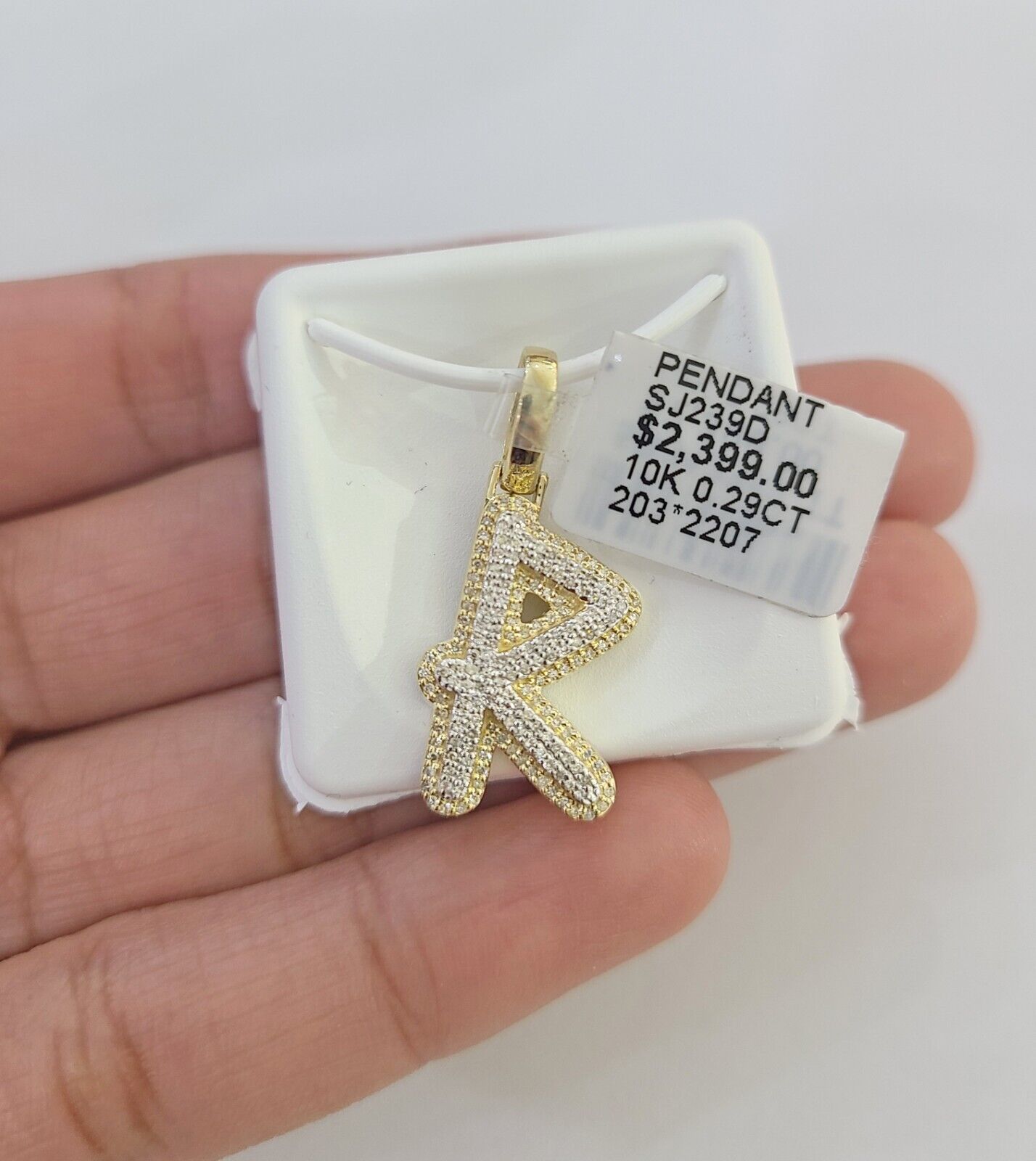 10k Real Yellow Gold Genuine Diamond Initial A - Z Alphabet Charm Pendent - Reva Jeweler