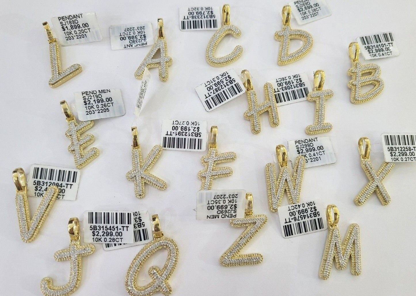 10k Real Yellow Gold Genuine Diamond Initial A - Z Alphabet Charm Pendent - Reva Jeweler