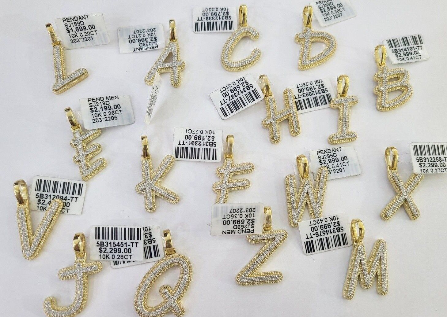 10k Real Yellow Gold Genuine Diamond Initial A - Z Alphabet Charm Pendent - Reva Jeweler