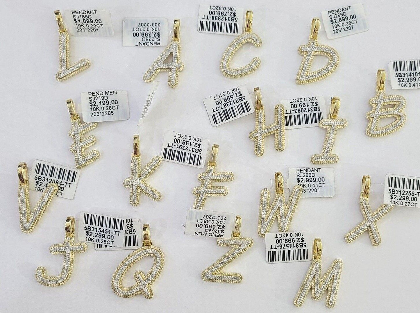 10k Real Yellow Gold Genuine Diamond Initial A - Z Alphabet Charm Pendent - Reva Jeweler