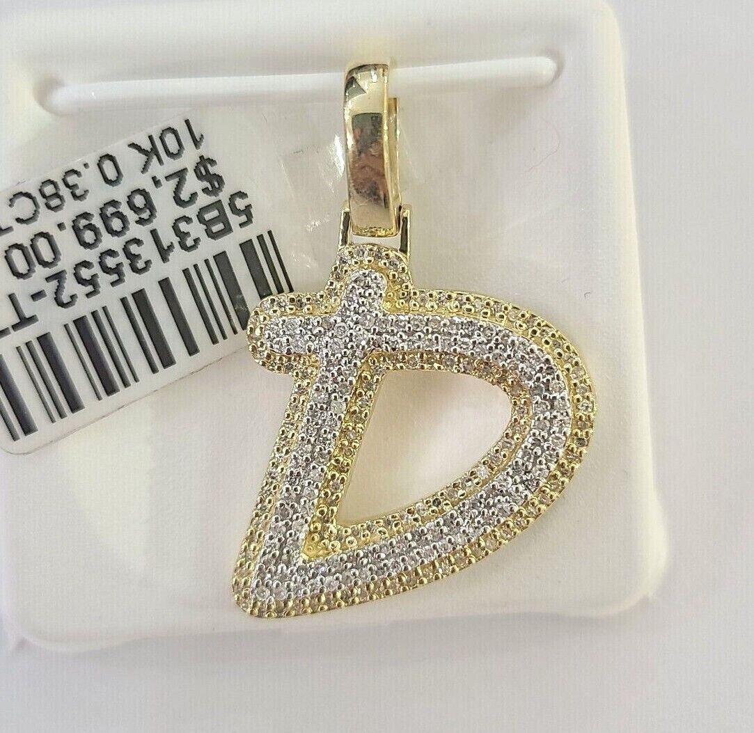 10k Real Yellow Gold Genuine Diamond Initial A - Z Alphabet Charm Pendent - Reva Jeweler