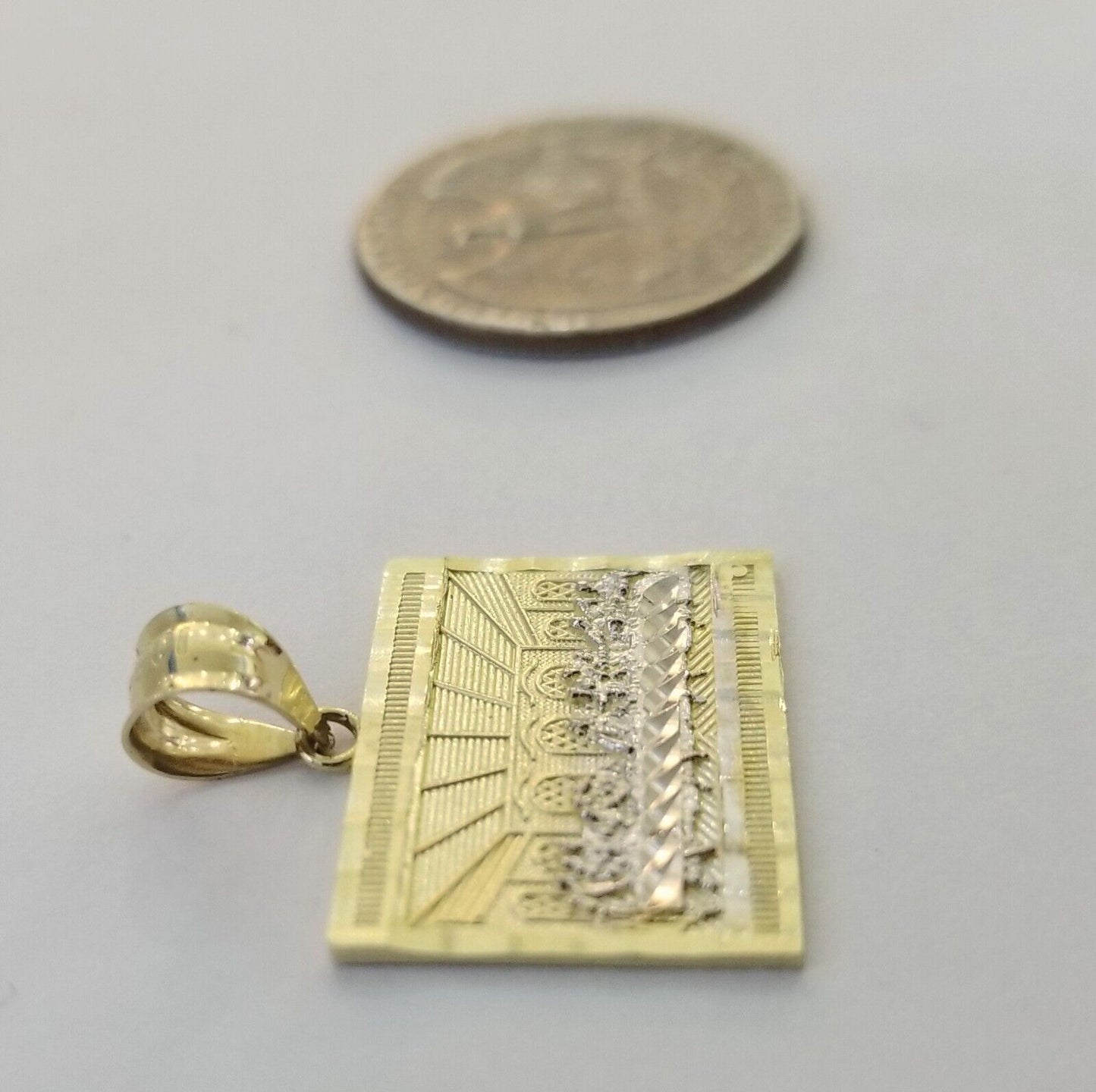 10k Real Yellow Gold Last Supper Charm Pendant Diamond cuts Design Men/Women - Reva Jeweler