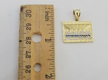 10k Real Yellow Gold Last Supper Charm Pendant Diamond cuts Design Men/Women - Reva Jeweler