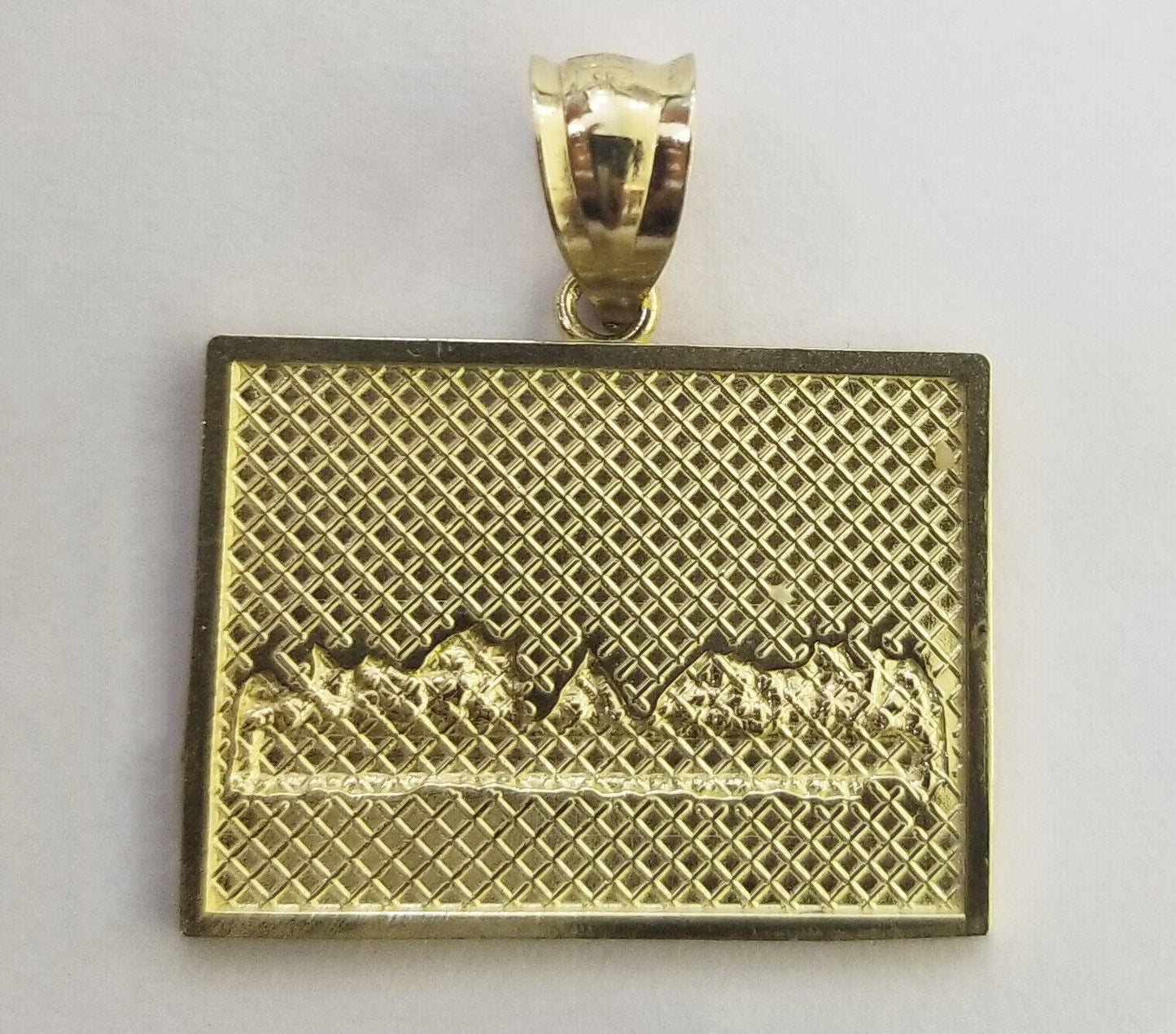 10k Real Yellow Gold Last Supper Charm Pendant Diamond cuts Design Men/Women - Reva Jeweler