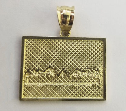 10k Real Yellow Gold Last Supper Charm Pendant Diamond cuts Design Men/Women - Reva Jeweler