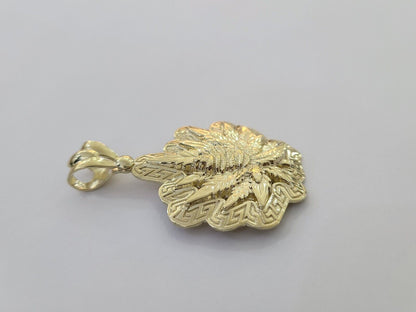 10K Real Yellow Gold Marijuana Leaf Charm Pendant High Weed Gold 10kt - Reva Jeweler