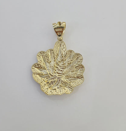 10K Real Yellow Gold Marijuana Leaf Charm Pendant High Weed Gold 10kt - Reva Jeweler