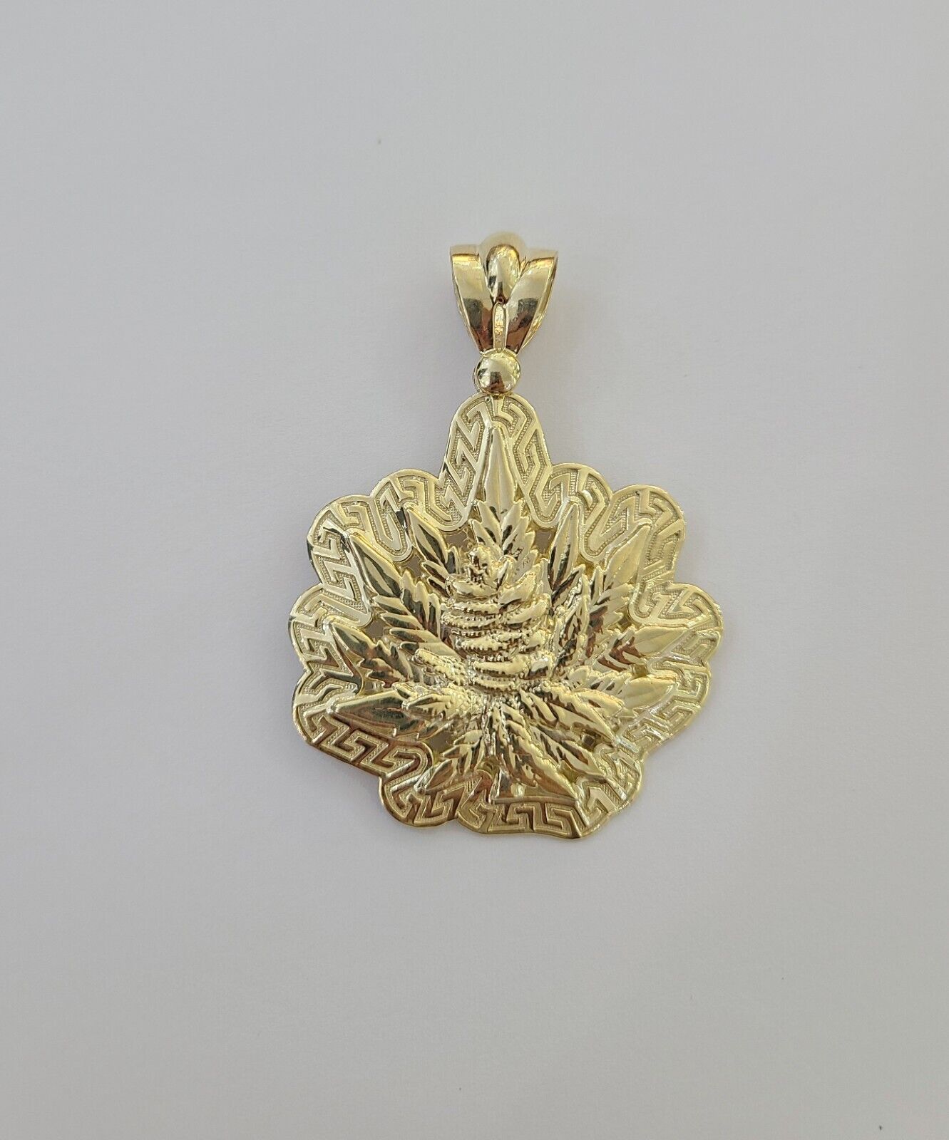 10K Real Yellow Gold Marijuana Leaf Charm Pendant High Weed Gold 10kt - Reva Jeweler