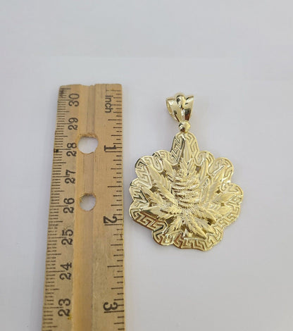10K Real Yellow Gold Marijuana Leaf Charm Pendant High Weed Gold 10kt - Reva Jeweler