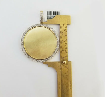 10k Real Yellow Gold Memory Pendant Charm 0.80CT 10kt Real 2"Inch Diamond Charm - Reva Jeweler
