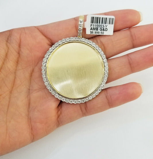 10k Real Yellow Gold Memory Pendant Charm 0.80CT 10kt Real 2"Inch Diamond Charm - Reva Jeweler