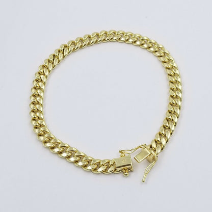 10K Real Yellow Gold Miami Cuban Bracelet 6mm Link 7 inch Box Lock - Reva Jeweler