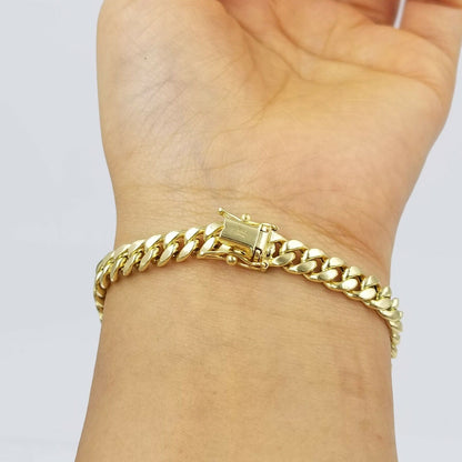 10K Real Yellow Gold Miami Cuban Bracelet 6mm Link 7 inch Box Lock - Reva Jeweler