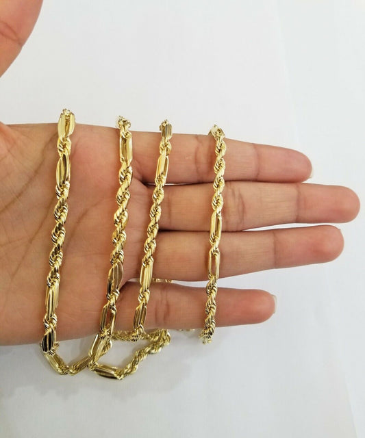 10k REAL Yellow Gold Milano Rope chain 20" 22" 24" Gold necklace Men Women 4.5mm - Reva Jeweler