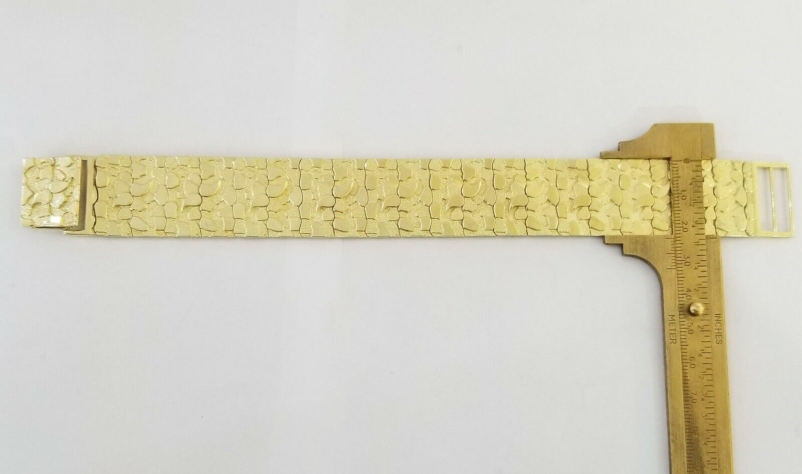 10K REAL Yellow Gold Nugget Bracelet 9" Inch 22mm Mens Thick Bracelet 10kt - Reva Jeweler
