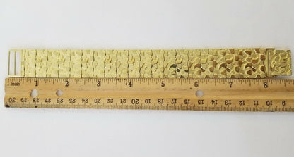 10K REAL Yellow Gold Nugget Bracelet 9" Inch 22mm Mens Thick Bracelet 10kt - Reva Jeweler