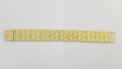 10K REAL Yellow Gold Nugget Bracelet 9" Inch 22mm Mens Thick Bracelet 10kt - Reva Jeweler