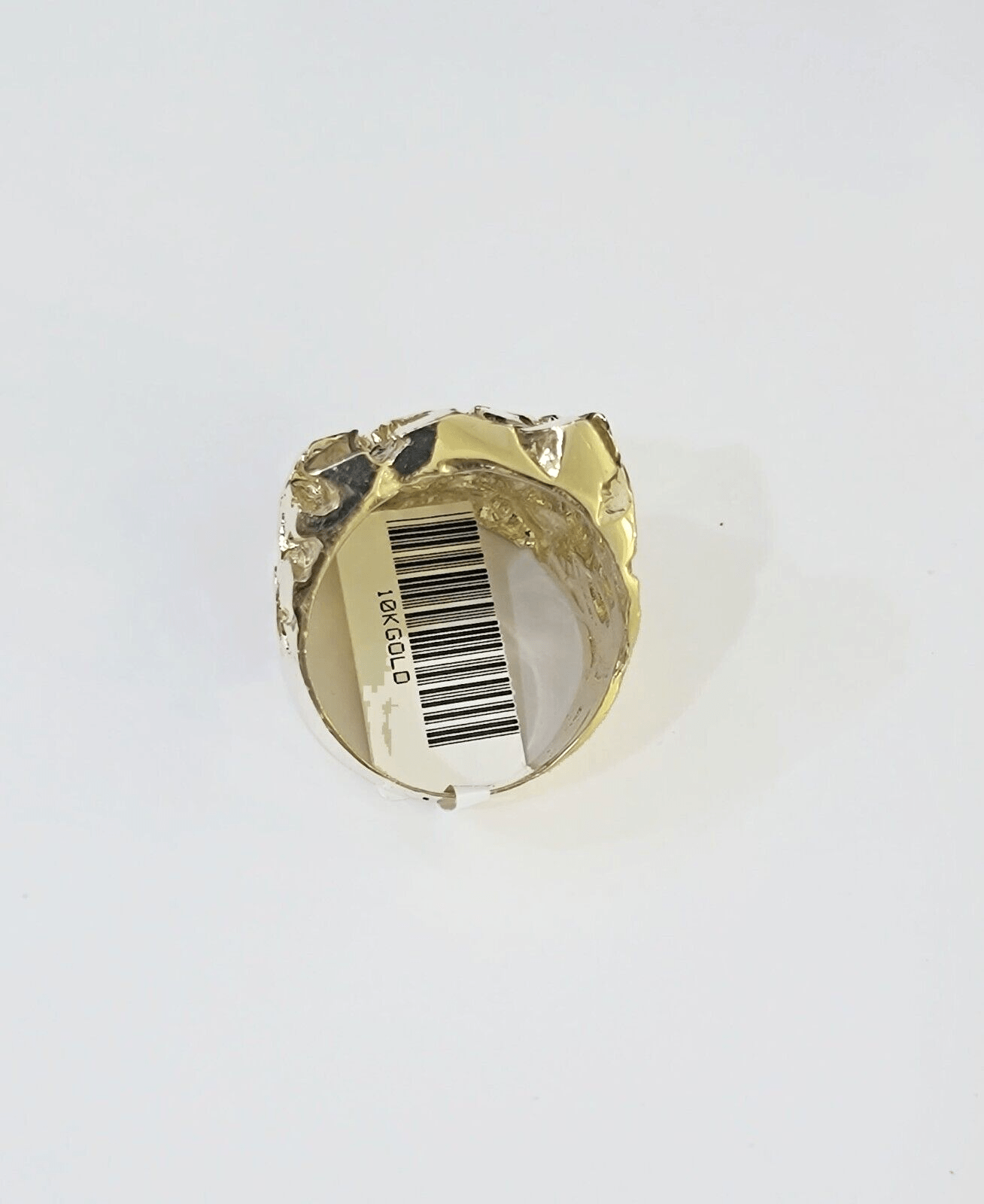 10k Real yellow Gold Nugget Ring men casual Rectangle gold ring 10kt - Reva Jeweler