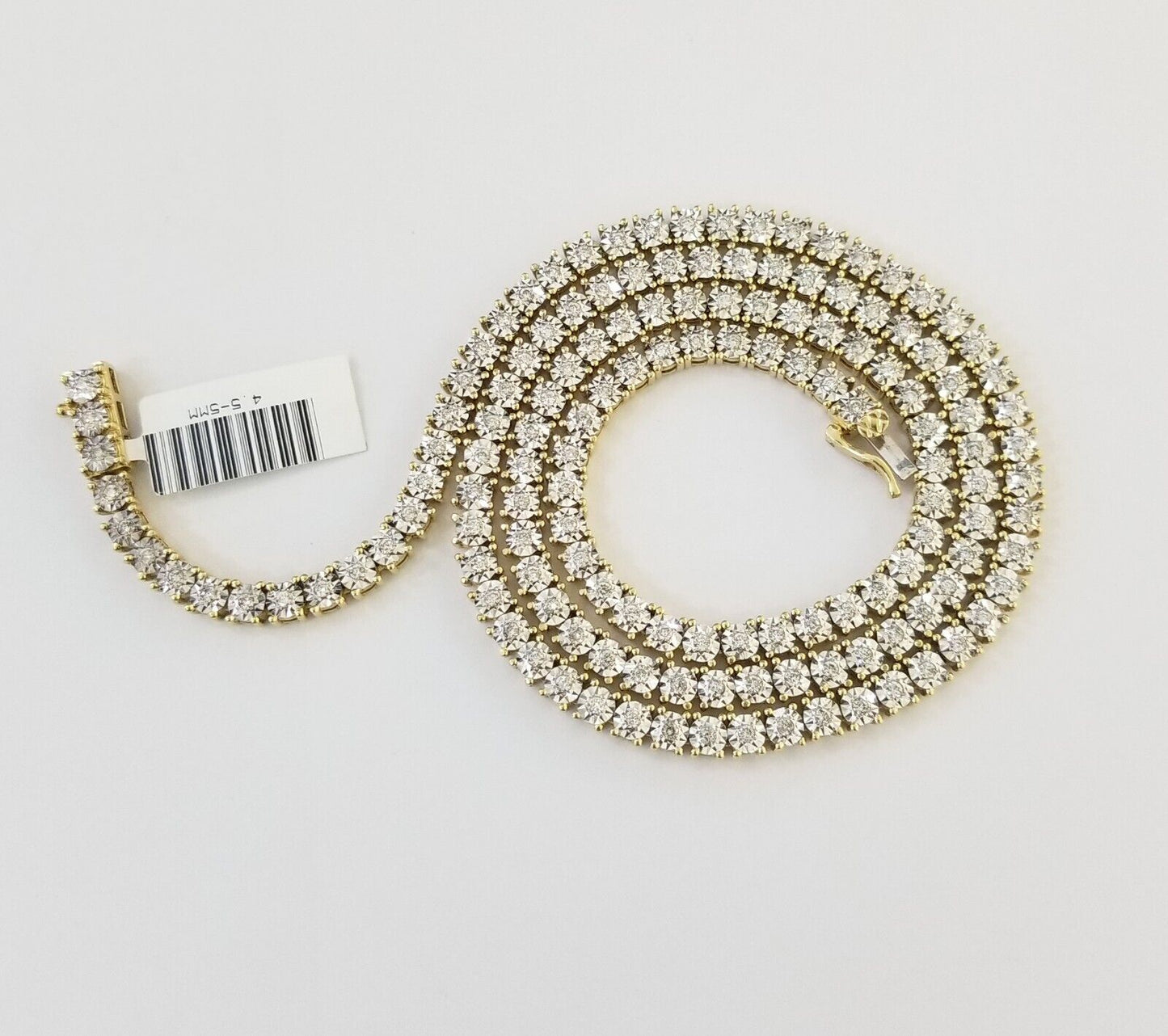 10k Real Yellow Gold Real Diamond Tennis Chain Necklace 2.57CT 22" Inch - Reva Jeweler