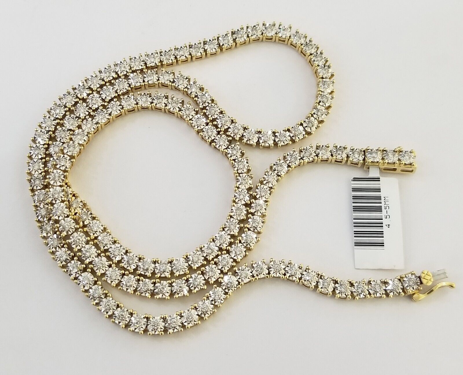 10k Real Yellow Gold Real Diamond Tennis Chain Necklace 2.57CT 22" Inch - Reva Jeweler