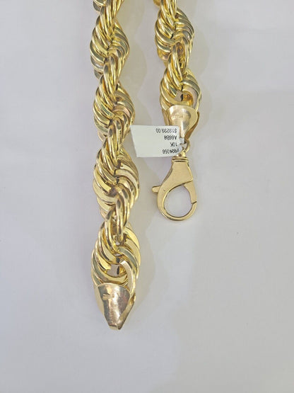 10k REAL Yellow Gold Rope Chain Necklace 16mm 20" Men's Thick 10kt - GoldenlinQ