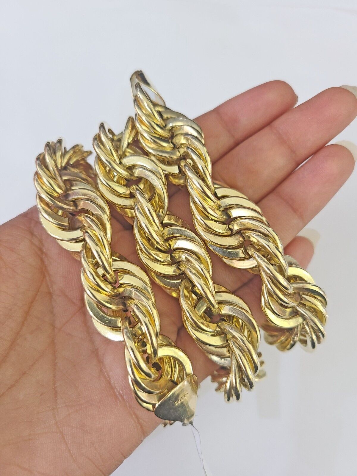 10k REAL Yellow Gold Rope Chain Necklace 16mm 20" Men's Thick 10kt - GoldenlinQ