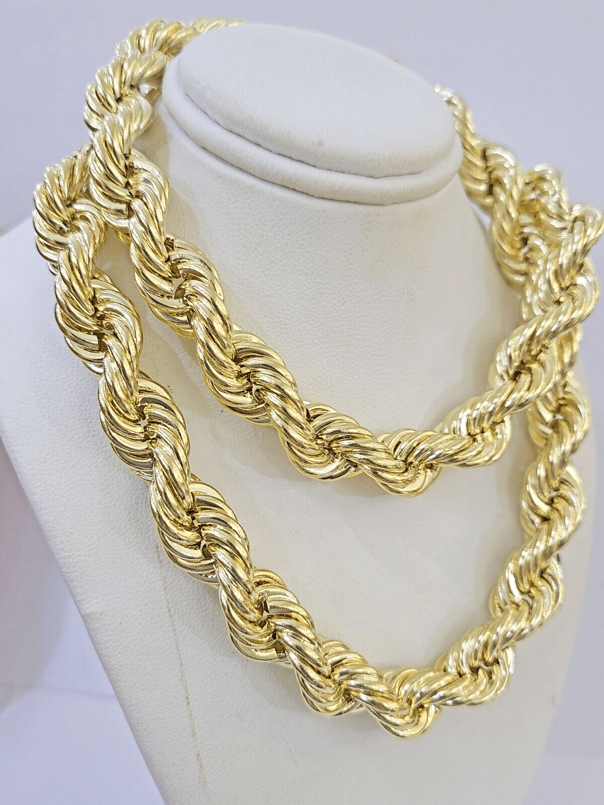 10k Real Yellow Gold Rope Chain Thick 12mm Men Chain 30 Inches Genuine - Reva Jeweler