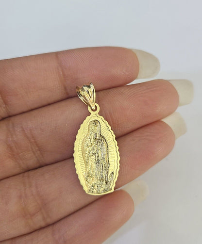 10k Rope Chain Virgin Mary Pendant 18" - 30" Yellow Gold Set Charm Necklace 3mm - GoldenlinQ
