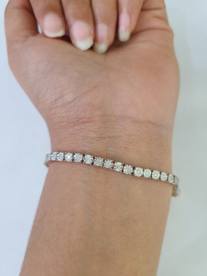 10K Rose Gold Diamond Bracelet Women Ladies 7" REAL Genuine Gold - GoldenlinQ