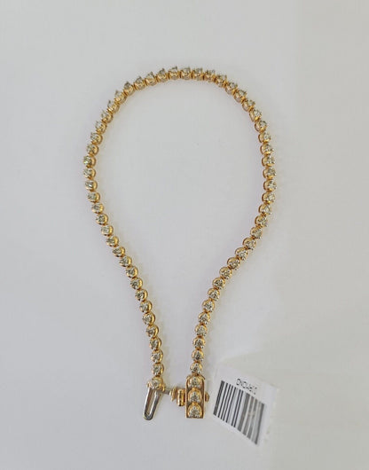 10K Rose Gold Diamond Bracelet Women Ladies 7" REAL Genuine Gold - GoldenlinQ