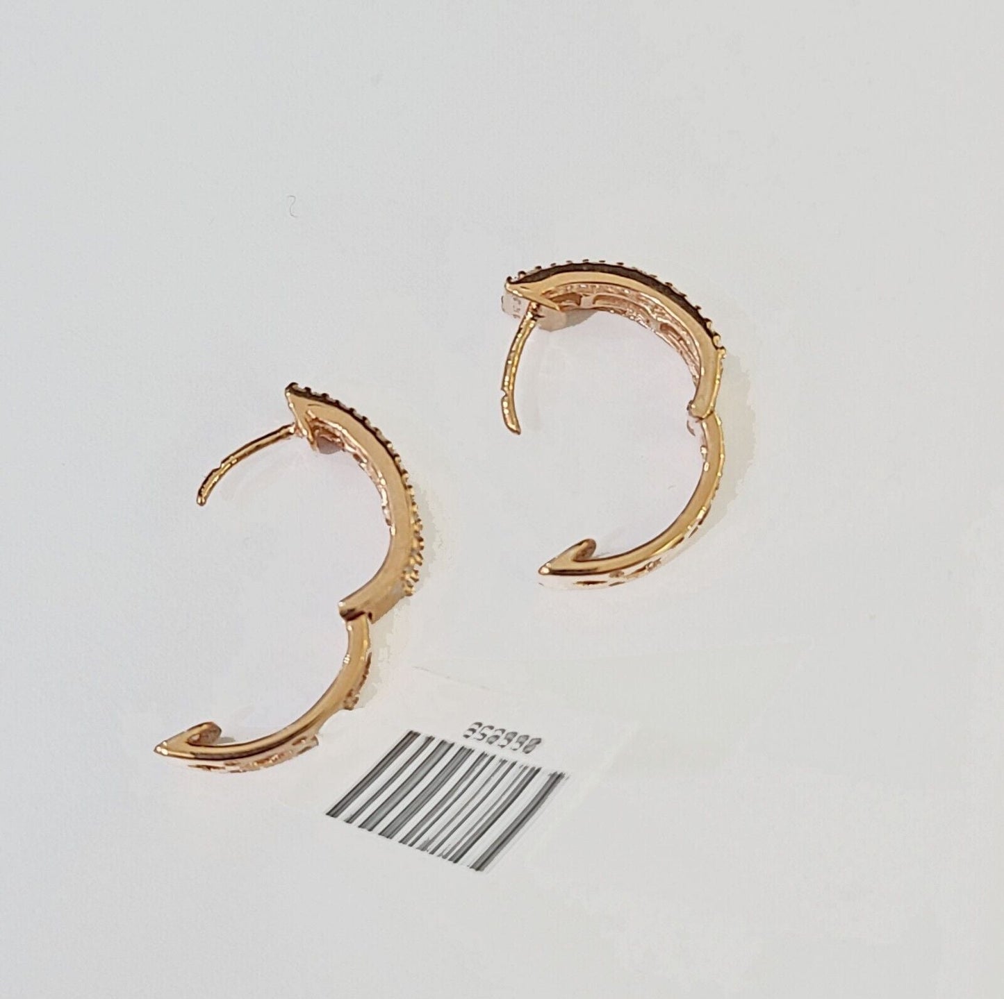 10k Rose gold Hoops Earring Real Diamond Women Genuine - Reva Jeweler