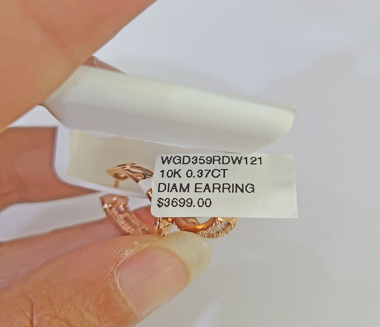 10k Rose gold Hoops Earring Real Diamond Women Genuine - Reva Jeweler