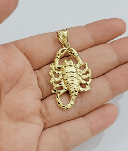 10k Scorpio Charm Pendant 1.8'' Real 10kt Yellow Gold For Chain & Necklace SALE - Reva Jeweler