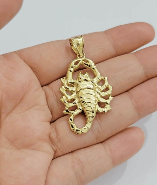 10k Scorpio Charm Pendant 1.8'' Real 10kt Yellow Gold For Chain & Necklace SALE - Reva Jeweler