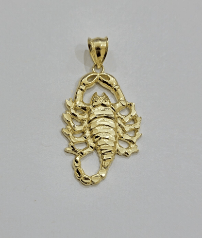 10k Scorpio Charm Pendant 1.8'' Real 10kt Yellow Gold For Chain & Necklace SALE - Reva Jeweler