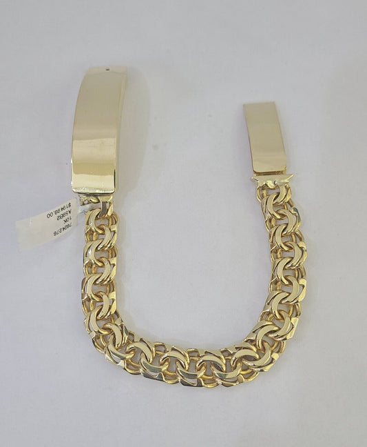 10k Solid Chino ID Bracelet Yellow Gold Size 8" 11mm Inches Box Lock Real 10kt - GoldenlinQ