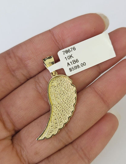10K Solid Franco Chain Angel Wings Pendant Charm Necklace 18" - 24" 1.5mm Gold - GoldenlinQ