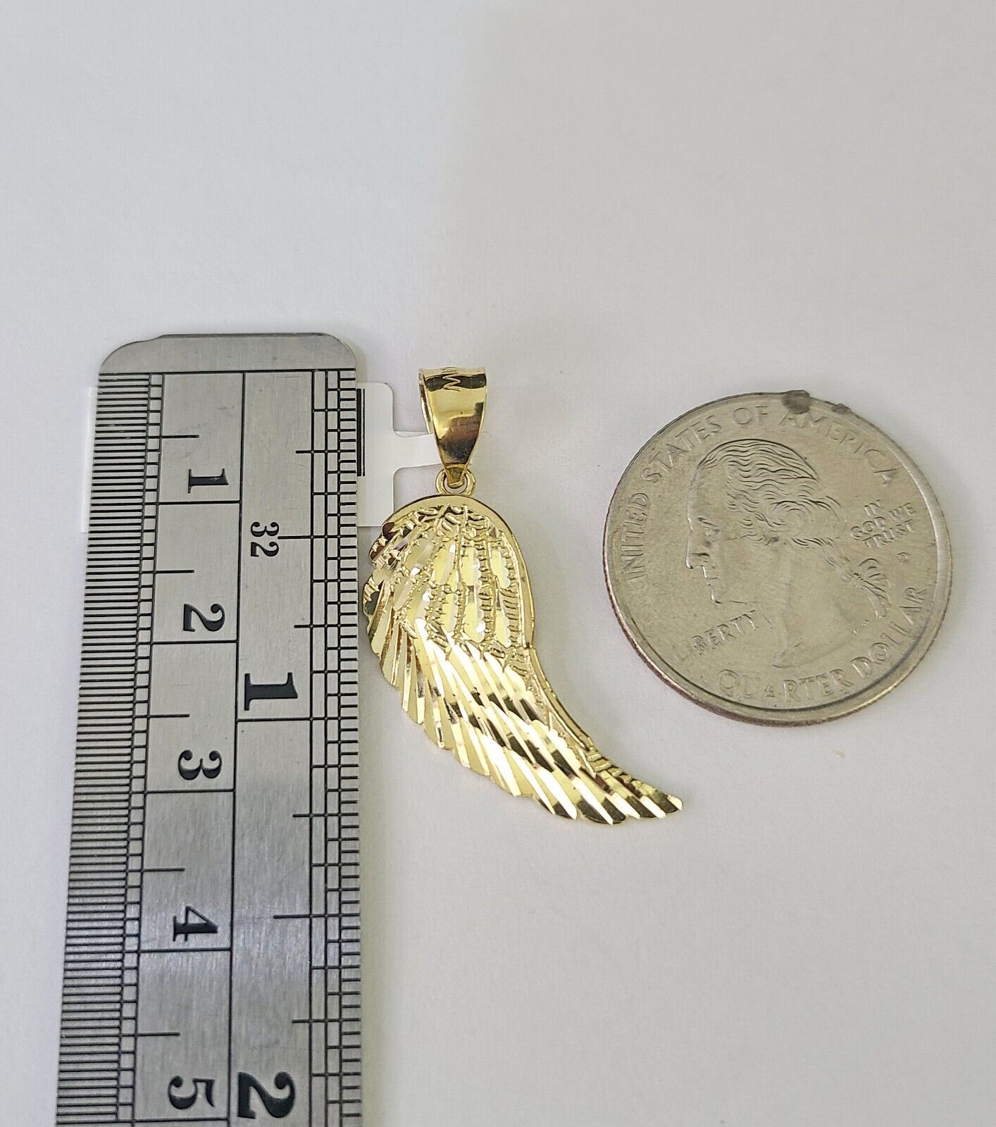 10K Solid Franco Chain Angel Wings Pendant Charm Necklace 18" - 24" 1.5mm Gold - GoldenlinQ