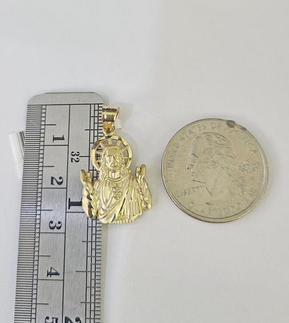 10K Solid Franco Chain Praying Jesus Christ Pendant Charm Necklace 18" - 24" 1.5mm - GoldenlinQ