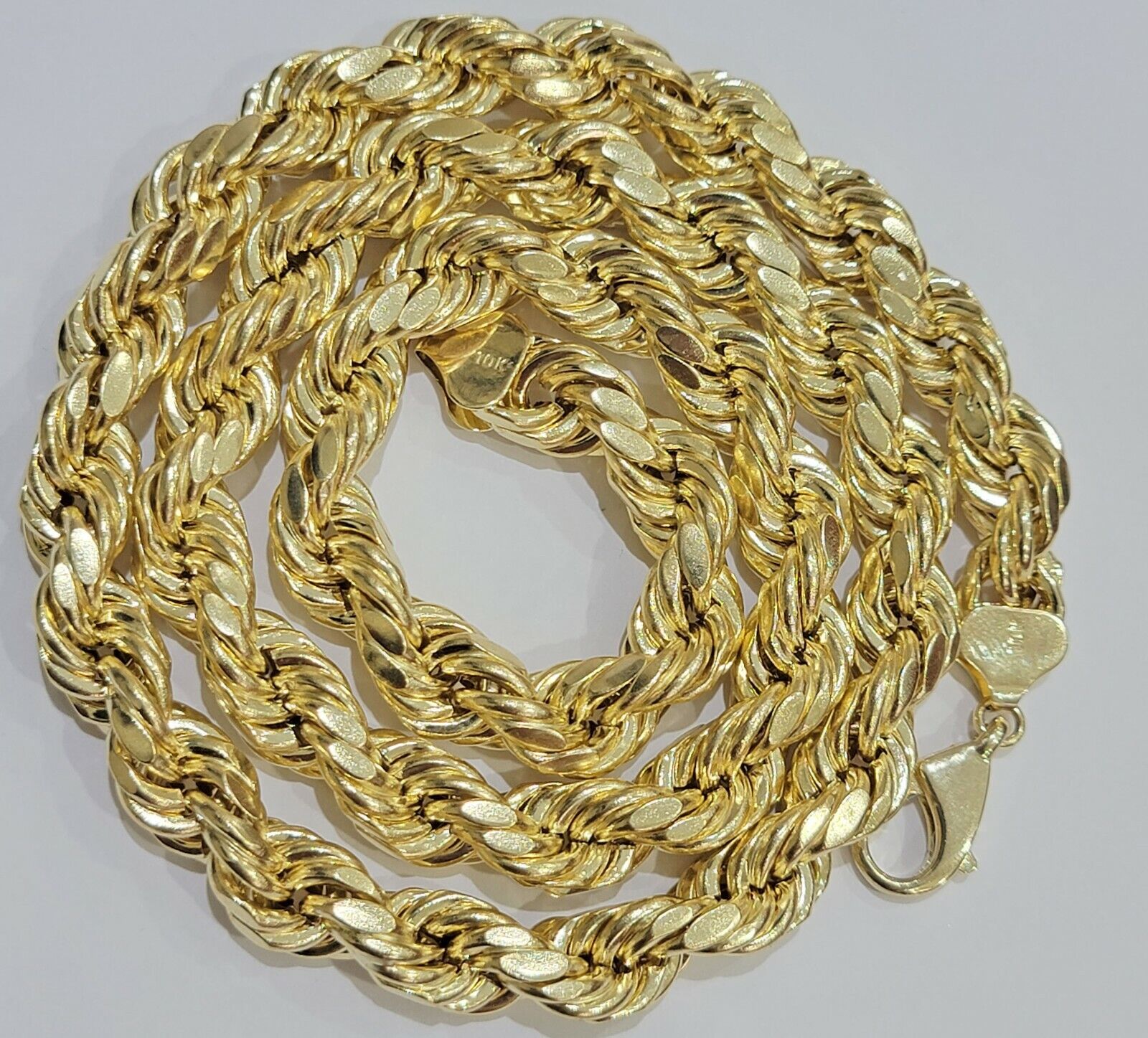 10K Solid Gold Rope Chain Mens Necklace 10mm Length 22" 24" 26" 28 Inch HEAVY - Reva Jeweler