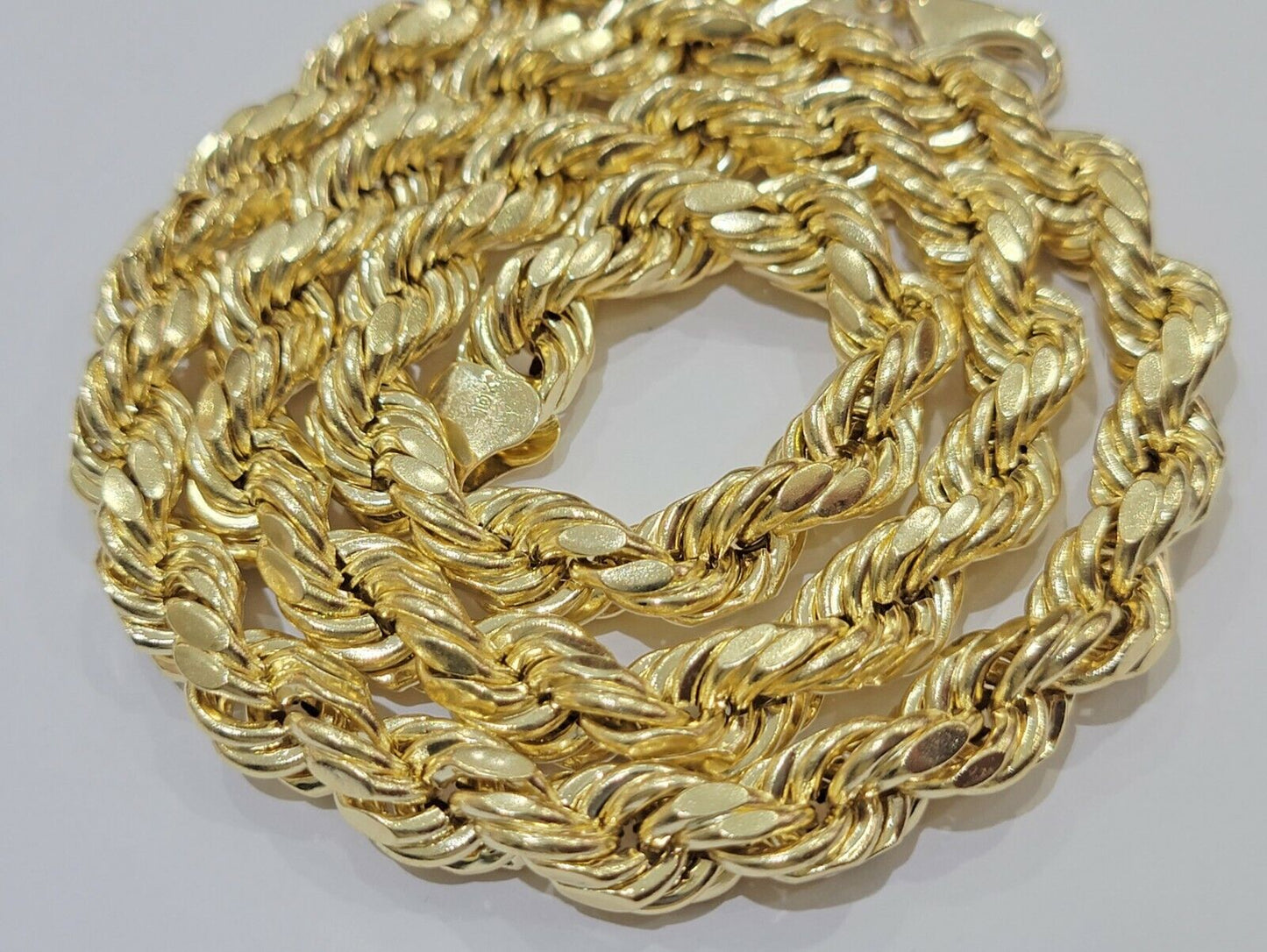 10K Solid Gold Rope Chain Mens Necklace 10mm Length 22" 24" 26" 28 Inch HEAVY - Reva Jeweler