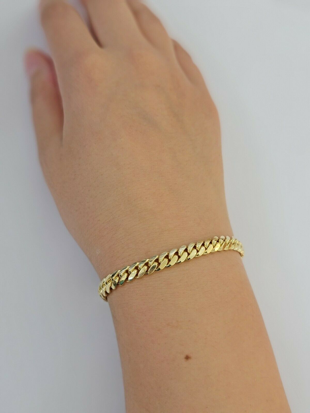 10k solid maimi cuban Link bracelet 7.5 Inch 6mm Real 10kt yellow Gold Men Women - Reva Jeweler