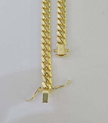 10k Solid Miami Cuban Link Bracelet 6mm 8" Box Lock 10kt Yellow Gold Real - GoldenlinQ