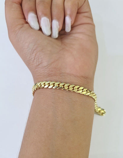 10k Solid Miami Cuban Link Bracelet 6mm 8" Box Lock 10kt Yellow Gold Real - GoldenlinQ