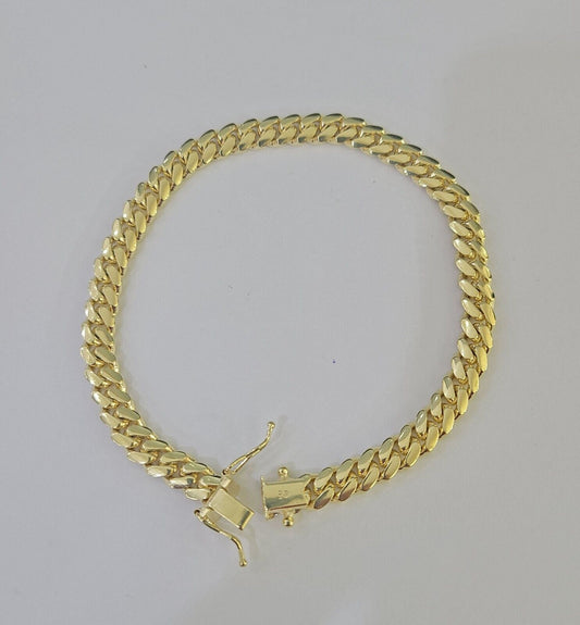 10k Solid Miami Cuban Link Bracelet 6mm 8" Box Lock 10kt Yellow Gold Real - GoldenlinQ