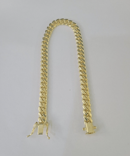 10k Solid Miami Cuban Link Bracelet 6mm 8" Box Lock 10kt Yellow Gold Real - GoldenlinQ