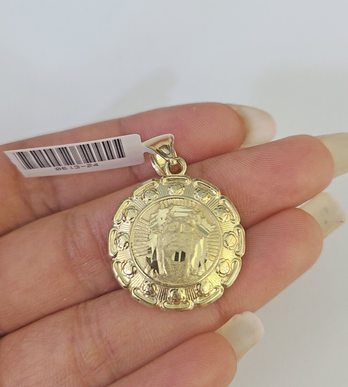 10k Solid Rope Chain 3mm Jesus Virgin Mary Pendant Two Side Necklace 18 - 28 in - GoldenlinQ